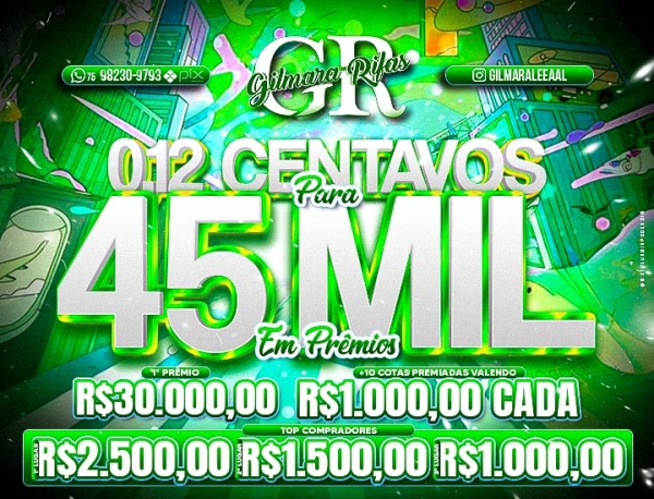 0,12 CENTAVOS PARA R$45.000,00 MIL REAIS SABADO FEDERAL 