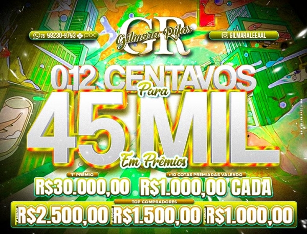 0,12 CENTAVOS PARA R$45.000,00 MIL REAIS SABADO FEDERAL 